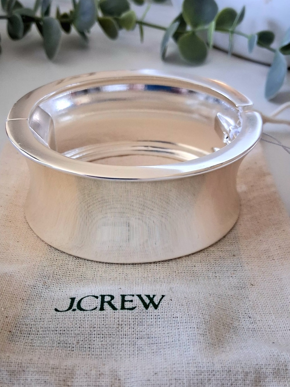 J.CREW SILVERTONE OVERSIZED HINGE CUFF BRACELET NWT